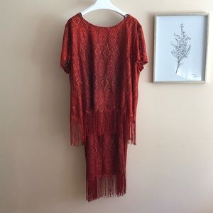 2 pc Glitter lace fringe set